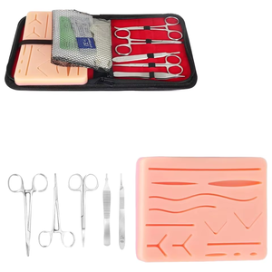 Kit de pratique de suture pour étudiants de qualité supérieure, avec coussinet en silicone, ensemble d'entraînement à la suture, outils chirurgicaux, kit d'apprentissage médical réutilisable - Product Image 1