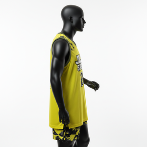 Maillot de basket-ball pour homme, respirant, en polyester, avec empiècements en mesh, logo personnalisé par transfert thermique, débardeur 100% coton, coupe ample, imprimé. - Product Image 3