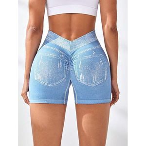 Shorts de entrenamiento de cintura alta con control de abdomen y efecto moldeador de glúteos, tela suave sin costuras para práctica de yoga - Product Image 3