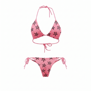 Women Bikini Set Premium 180 GSM Spandex/Polyester Fabric Racerback Top <b>Micro</b> Bra <b>Thongs</b> Bottom Button Turquoise Contour Custom - Product Image 1