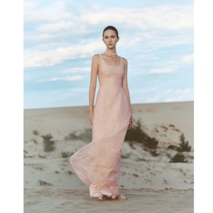 Nueva Tendencia Vestidos de Mujer ALESSIA LAYERING EMB DRESS ODM Maxi Vestido Línea A para Mujer 73% Cupro Vestido de Mujer al por Mayor - Product Image 2