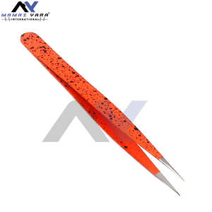 Pince à épiler pour extensions de cils de haute qualité, orange et noire, en acier inoxydable, pour maquillage et pose de cils - Product Image 2