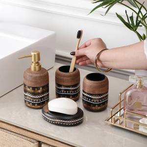 Juego de Accesorios de Baño de Cerámica de Estilo Boho, Ecológico y Duradero, Dispensador de Jabón, Portacepillos de Dientes, Jabonera - Product Image 3