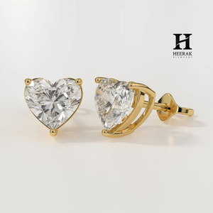Pendientes de Oro Amarillo de 18K con Moissanita Corte Corazón 1-2ct VVS1, Pendientes de Diamante de Laboratorio en Forma de Corazón para Mujer, Plata S925, Alta Joyería - Product Image 1