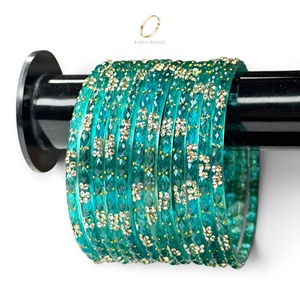 Bijoux de mariée indiens kashmiris tendance, bracelets en verre bleu goutte de pluie, plaqués or de qualité supérieure, strass, prix de gros - Product Image 1