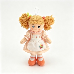 customized Mini hanging rag <b>doll</b>, twin pigtail cloth <b>doll</b>, striped dress apron <b>doll</b>, fabric plush ornament, stuffed girl <b>doll</b> - Product Image 1