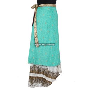 Ropa de mujer, faldas de seda, vestidos, sari reciclado de la India, faldas de playa, compras en línea, estilo bohemio, multicolor, ropa de verano. - Product Image 1