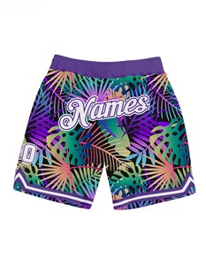 Shorts de bain pour hommes à imprimé floral tropical, séchage rapide, taille élastique, style décontracté, taille mi-haute, longueur courte - Product Image 3