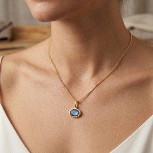 Pendentif ovale en labradorite, bijoux fins, argent sterling 925, serti de pierres, plaqué or 18 carats, pour la création de bijoux - Product Image 5