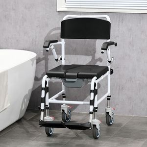Fauteuil de douche roulant rectangulaire détachable 300 lb avec roues, conception étanche, équipement de sécurité pour salle de bain - Commode - Product Image 1