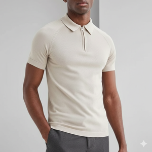 Polo de luxe 100 % coton peigné pour homme, coupe ajustée, couleur unie, piqué premium, idéal pour la broderie - Product Image 5