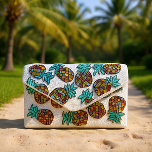 Handcrafted Indian Luxury Casual Daily Fashion Accessory Colorful Glass <b>Beaded</b> Baguette Handle Bag Durable <b>Crystal</b> Art Accessory - Product Image 3
