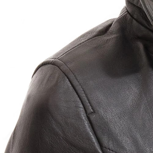 Women's <b>Genuine</b> Leather Hooded Long Motorcycle Jacket With Adjustable Waist Belt Windproof Autumn Style - Product Image 5