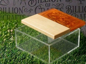 Clear <b>Acrylic</b> Chocolate <b>Storage</b> Box with Beech Wood Grain Lid Rectangular Food <b>Container</b> 1 Layer Hinged Lid Minimalist Design - Product Image 2