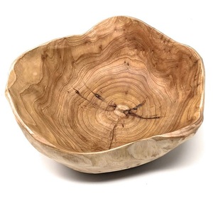 Bol de service rond en bois au design attrayant avec finition naturelle pour la maison et les restaurants, bols de service multi-usages - Product Image 1