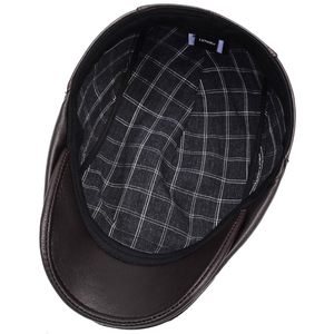 Gorra Plana Unisex Negra de Cuero Vacuno Genuino, Transpirable, Estilo Ivy Newsboy, Diseño Inglés, Uso Casual, Ajustable, para las Cuatro Estaciones - Product Image 4