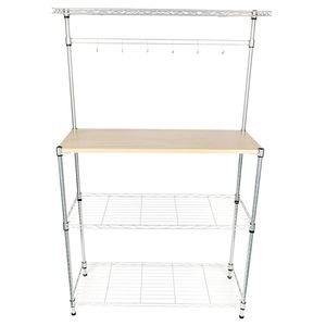 Livraison Gratuite Étagère de Boulanger à Quatre Niveaux pour Four à Micro-ondes, Durable avec Plateau en MDF, 6 Barres Ondulées, Argent, Étagère Utilitaire à Quatre Niveaux par YJ - Product Image 2