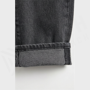 Jean en denim coupe droite délavé foncé pour homme, taille haute, coupe classique, en coton, style décontracté, pantalon d'automne - Product Image 6