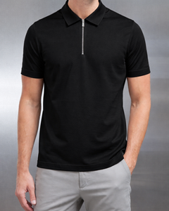 เสื้อโปโลซิปผู้ชายปักโลโก้ตามสั่ง ทรงพอดีตัว ไซส์ใหญ่ พร้อมพิมพ์ลายตามสั่ง - Product Image 4