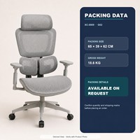 Chaise de bureau ergonomique entièrement en mesh avec accoudoirs 6D, dossier haut, pivotante, pour poste de travail exécutif et salle de jeux