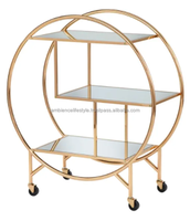Chariot de bar moderne en métal doré avec plateau en verre, mini-bar pour hôtels, restaurants et ambiance salon – Meilleure vente