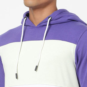 Sweat à capuche pour homme, colorblock violet, blanc et noir, rayé, avec poche kangourou, vêtements en gros OEM ODM - Product Image 4