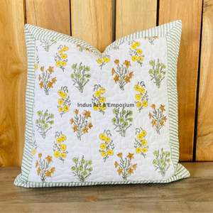 Funda de Cojín Cuadrada Decorativa de Algodón con Estampado a Mano Indio, Acolchada, 40 x 40 cm - Product Image 5