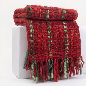Luxury <b>Super</b> <b>Soft</b> Acrylic Red and Green Decorative <b>Throw</b> Lightweight Knitted Blanket for Bed and Sofa - Product Image 4