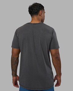 T-shirt en coton gris pour homme, manches courtes, col rond, coupe classique, couleur unie, tissu jersey respirant - Product Image 4