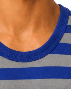 Camiseta sin mangas de algodón para hombre, a rayas azul y gris, informal, para verano, gimnasio, fitness, transpirable, holgada, estilo urbano - Product Image 5