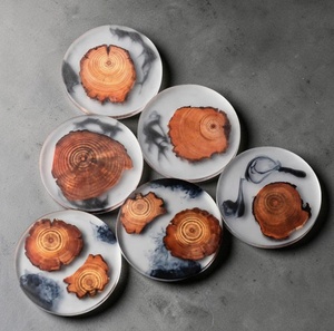 Handmade Epoxy Resin Wood Coaster Set with Holder | Natural Wood Slice Drink Coasters | Luxury <b>Table</b> Decor Gift Set - Product Image 6