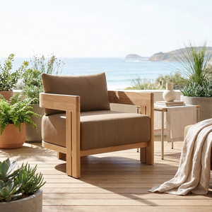 เก้าอี้พักผ่อนกลางแจ้งไม้สักคุณภาพพรีเมียม ทนทานต่อสภาพอากาศ, เก้าอี้สนามไม้ธรรมชาติป้องกันน้ำ, <span class=keywords><strong>โซฟา</strong></span>ไม้เนื้อแข็งทันสมัยสำหรับลานบ้าน (AU) - Product Image 1