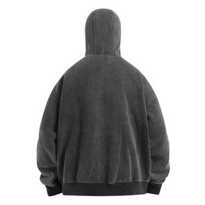 Sudadera con Capucha Balaclava de Algodón Ligero con Cremallera Gris, Diseño de Logotipo Personalizado, Bordado de Alta Calidad, Estilo Ninja Streetwear - Product Image 3