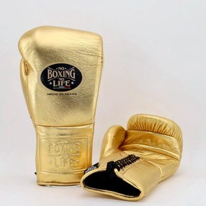 No Boxing No Life Guantes de Boxeo Profesionales con Cordones de Cuero Vacuno de Primera Calidad, Forro de Malla Transpirable para Dedos Completos, Gruesos de 4 Capas - Product Image 4