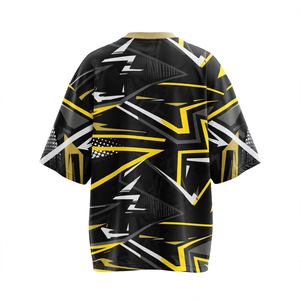 Camiseta Deportiva Sublimada con Diseño Geométrico Negra para Hombre, Manga Corta, Cuello Redondo, Secado Rápido, Uniforme de Fútbol para Verano - Product Image 3
