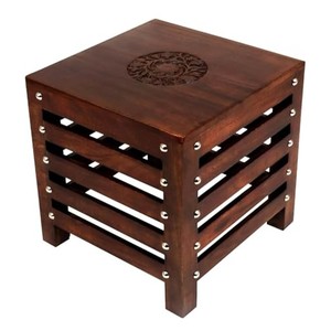 Sheesham Wood Handcrafted <b>Step</b> <b>Stool</b> Wholesale | Indian Rosewood Carved Design - Product Image 3