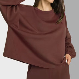 Women's Cotton Active wear 2-Piece <b>Set</b> with Sweatshirt & Joggers Loose Fit Top Comfortable Sportswear - Product Image 4