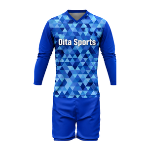 ชุดวอลเลย์บอลชายสีน้ำเงินรอยัลแบบซับลิเมชั่น เสื้อแขนยาวพร้อมกางเกงขาสั้น ชุดโพลีเอสเตอร์สำหรับทีมกีฬา ชุดฝึกซ้อมและแข่งขัน - Product Image 2