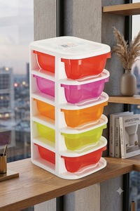 <b>Stackable</b> <b>Plastic</b> Storage <b>Drawers</b> Rectangle Five Layers PP Material for Kids Room Toy Organizer Save Space - Product Image 3
