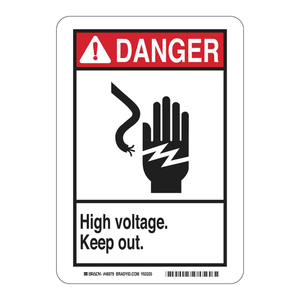 Panneau de signalisation de danger haute tension Brady 14x10 pouces, panneau de sécurité intérieur/extérieur imprimé UV - Product Image 3
