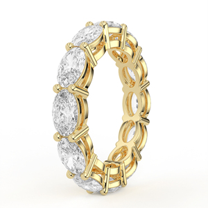 Architectural Oval Diamond Bridal Set Chevron Tiara Curved Band Yellow Gold Lab Grown IGI Certified Multi Piece High <b>Ring</b> - Product Image 3