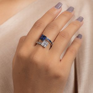 18K White <b>Gold</b> Solitaire Wedding <b>Ring</b> with Tanzanite Peridot <b>Opal</b> Citrine or Garnet - Product Image 6