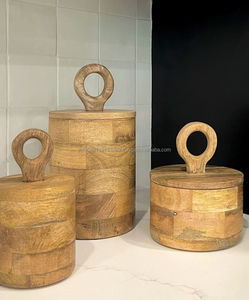 Almacenamiento de estilo moderno, contenedor de alimentos, artículos decorativos, uso para el hogar, cocina, bote hecho de madera y herramientas, almacenamiento y organización - Product Image 2