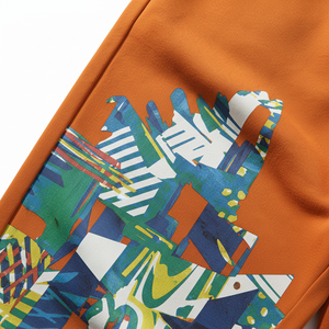 Pantalon de survêtement orange en coton pour homme, coupe droite, imprimé coloré, taille élastique avec cordon de serrage, style décontracté, antistatique, haute qualité, collection automne - Product Image 2