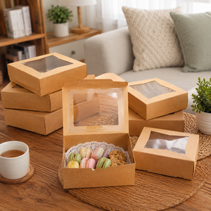 Custom Recyclable Kraft Paper Self Erecting Boxes With Clear <b>Window</b> For Gift Craft Packaging Rectangle Shape Plastic Liner - Product Image 6