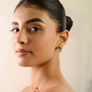 18K Gold Moissanite Emerald Halo Diamond Stud <b>Earrings</b> Set for Wedding Gift - Product Image 5