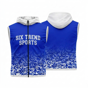 เสื้อกั๊กมีฮู้ดแขนกุดสำหรับผู้ชาย Six Trend Sports ลายดอกไม้ ซิปด้านหน้า ระบายอากาศได้ดี ทรงปกติ สไตล์สปอร์ต - Product Image 2