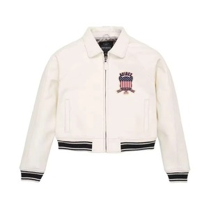 Veste en cuir courte respirante pour femmes Avirex, design personnalisé, best-seller, veste en cuir Avirex professionnelle de couleur unie pour femmes - Product Image 1