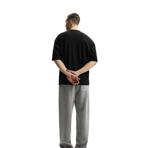 Camiseta Negra Extra Grande Personalizada para Hombre, Algodón Grueso, Ecológica, de Secado Rápido, Hombros Caídos, Corte Regular, Premium, Estilo Urbano - Product Image 2