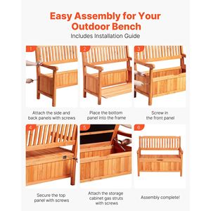 Panca Contenitore da Esterno per 2 Persone, in Legno, con Capacità di 125 Litri, Resistente alle Intemperie e Capacità di Carico di 320 Kg, per Patio - Product Image 5